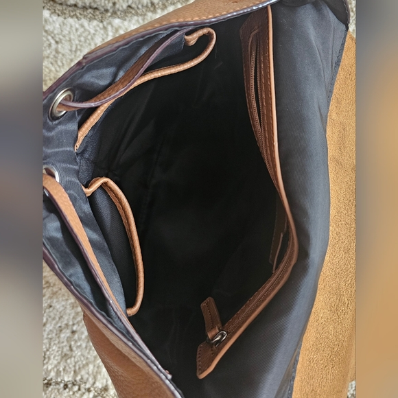 SANCTUARY Womens Camel Tan Leather Backpack, Purse